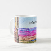 Saguaro Cactus Paars Mountians Blue Lake Arizona Koffiemok (Voorkant links)