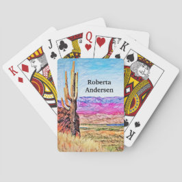 Saguaro Cactus Paars Mountians Blue Lake Arizona Pokerkaarten