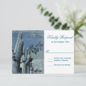 Saguaro Cactus Palm Tree Arizona Wedding RSVP Card (Staand voorkant)