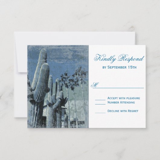 Saguaro Cactus Palm Tree Arizona Wedding RSVP Card Kaartje (Voorkant)