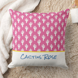 Saguaro Cactus Patroon Modern Woestijn NAAM Roze Kussen