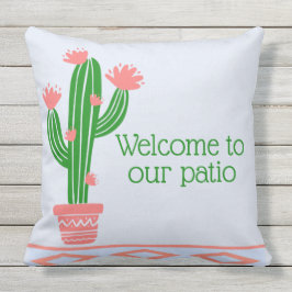 Saguaro Cactus Pink Bloom, Welkom bij onze patiënt Buitenkussen