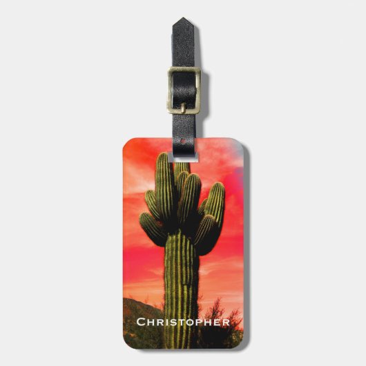 Saguaro Cactus Red Sky Southwest Luggage Bagagelabel (Voorkant verticaal)