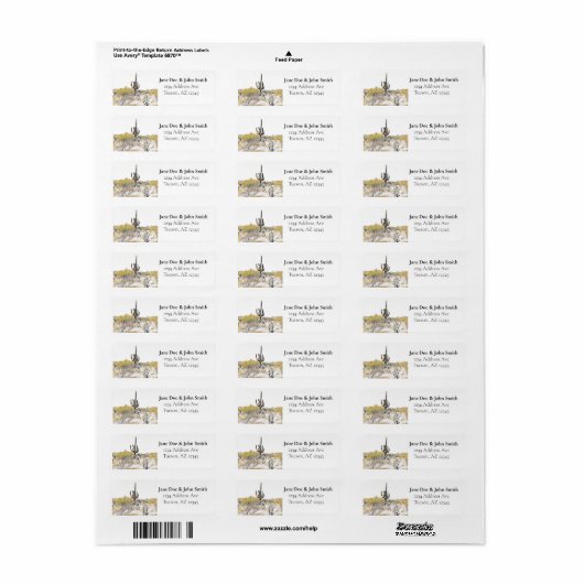 Saguaro Cactus Return Address Labels (Full Sheet)