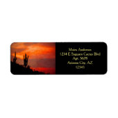 Saguaro Cactus Silhouette Arizona Red Sunset Etiket (Voorkant)