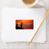 Saguaro Cactus Silhouette Arizona Red Sunset Etiket (Insitu)