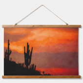 Saguaro Cactus Silhouette Arizona Red Sunset Hangend Wandkleed (Voorkant)