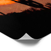 Saguaro Cactus Silhouette Arizona Red Sunset Poster (Hoek)
