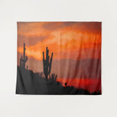 Saguaro Cactus Silhouette Arizona Red Sunset Wandkleed (Voorkant (horizontaal))