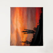 Saguaro Cactus Silhouette Arizona Red Sunset Wandkleed (Voorkant)