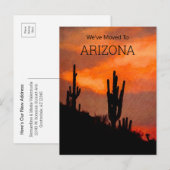 Saguaro Cactus Silhouette Arizona Sunset Moving Aankondigingskaart (Voorkant / Achterkant)