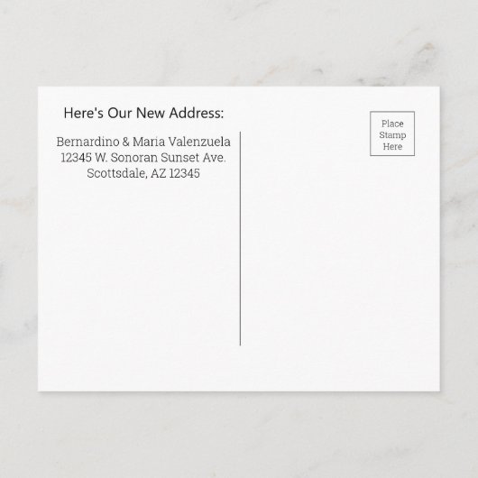 Saguaro Cactus Silhouette Arizona Sunset Moving Aankondigingskaart (Achterkant)