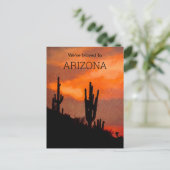 Saguaro Cactus Silhouette Arizona Sunset Moving Aankondigingskaart (Staand voorkant)