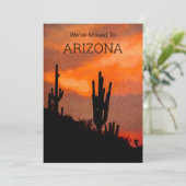 Saguaro Cactus Silhouette Arizona Sunset Moving An Aankondiging (Staand voorkant)