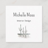 Saguaro Cactus Simple Desert QR-code Vierkante Visitekaartje (Voorkant)