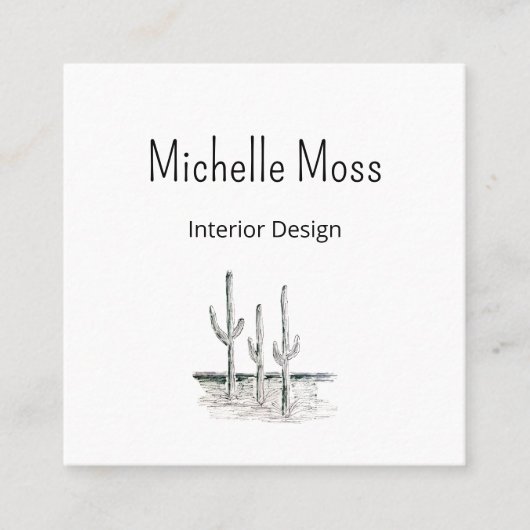 Saguaro Cactus Simple Desert QR-code Vierkante Visitekaartje (Voorkant)