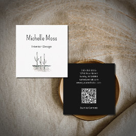 Saguaro Cactus Simple Desert QR-code Vierkante Visitekaartje