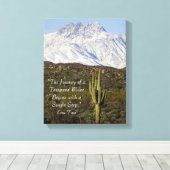 Saguaro Cactus Snow Capped Mountains Arizona USA Canvas Afdruk (Insitu (Houten vloer))