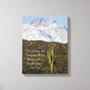 Saguaro Cactus Snow Capped Mountains Arizona USA Canvas Afdruk
