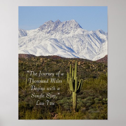 Saguaro Cactus Snow Capped Mountains Arizona USA Poster (Voorkant)
