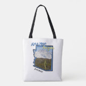 Saguaro Cactus Snowy Mountains Arizona Map Tote Bag (Achterkant)