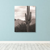 Saguaro Cactus Sonoran Desert B&W Foto afdrukken (Insitu (Houten vloer))