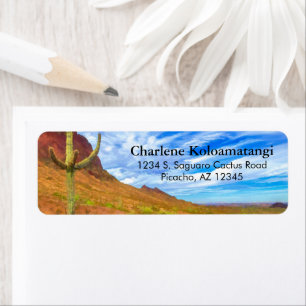 Saguaro Cactus Sonoran Desert Blue Sky Clouds Etiket