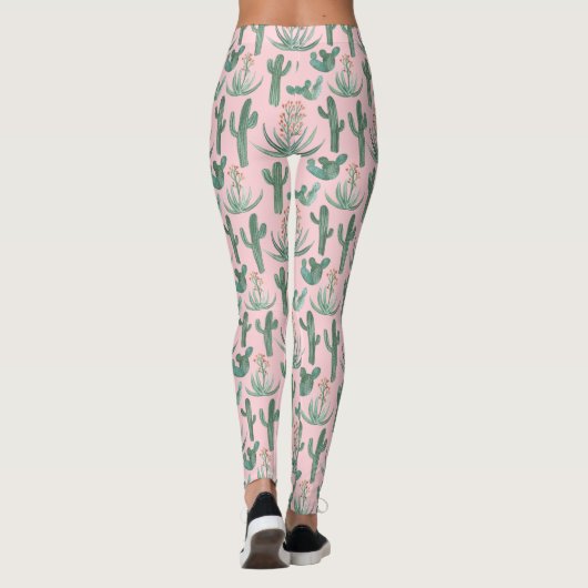 Saguaro Cactus Succulents Desert Waterverf Leggings (Achterkant)