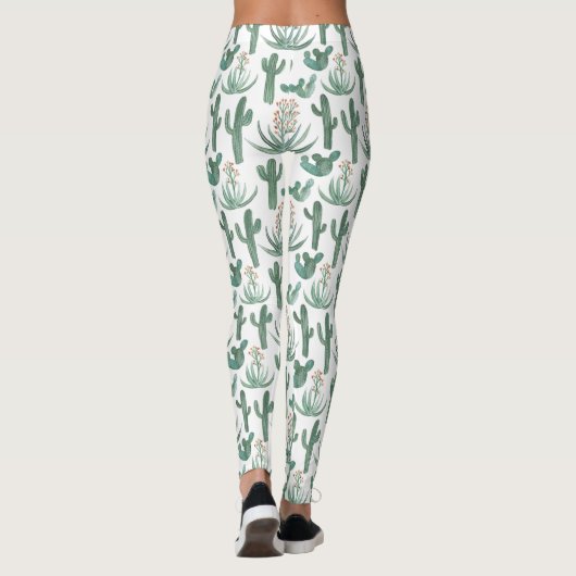 Saguaro Cactus Succulents Desert Waterverf Leggings (Achterkant)