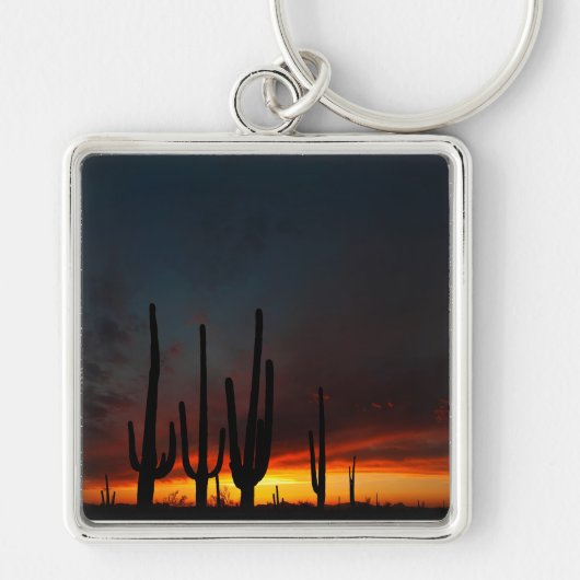 Saguaro Cactus Sunset Sleutelhanger (Voorkant)
