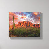 Saguaro Cactus Superstition Mountain Sunset 10x8 Canvas Afdruk (Voorkant)