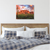 Saguaro Cactus Superstition Mountain Sunset 20x16 Canvas Afdruk (Insitu (Slaapkamer))
