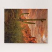 Saguaro Cactus Superstition Mountain Sunset Art Legpuzzel (Horizontaal)