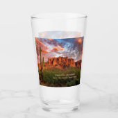Saguaro Cactus Superstition Mountain Sunset Clouds Glas (Voorkant)