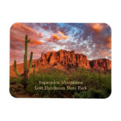 Saguaro Cactus Superstition Mountain Sunset Clouds Magneet (Horizontaal)