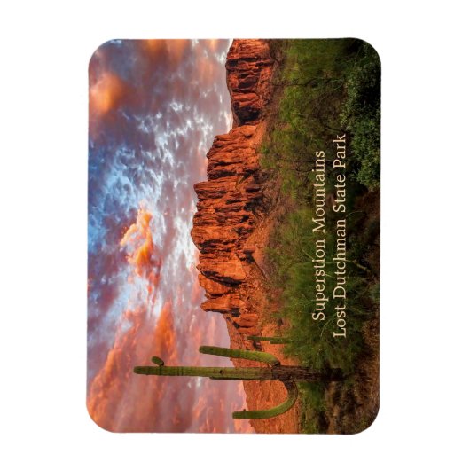 Saguaro Cactus Superstition Mountain Sunset Clouds Magneet (Verticaal)
