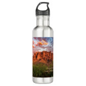 Saguaro Cactus Superstition Mountain Sunset Clouds Waterfles (Voorkant)