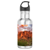 Saguaro Cactus Superstition Mountain Sunset Clouds Waterfles (Voorkant)