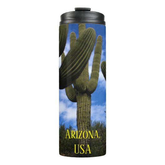 Saguaro Cactus Trio / Blue Sky & Clouds / Arizona Thermosbeker (Voorkant)
