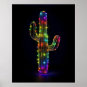 Saguaro cactus verlicht met kerstverlichting poster (Voorkant)