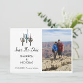 Saguaro Cactus Verloving Photo Save the Date (Staand voorkant)