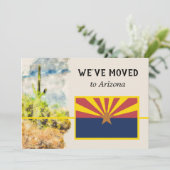 Saguaro Cactus Waterverf Arizona Vlag Bewegen Aankondiging (Staand voorkant)