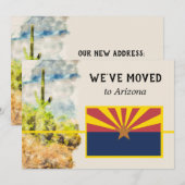 Saguaro Cactus Waterverf Arizona Vlag Bewegen Aankondiging (Voorkant / Achterkant)