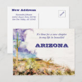 Saguaro Cactus Waterverf Paars Blue Moving AZ Briefkaart (Voorkant / Achterkant)