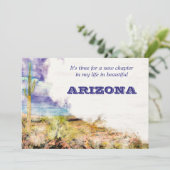 Saguaro Cactus Waterverf Paarse Blauw Ik heb verpl Aankondiging (Staand voorkant)