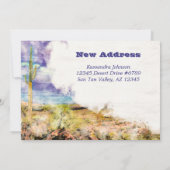 Saguaro Cactus Waterverf Paarse Blauw Ik heb verpl Aankondiging (Achterkant)