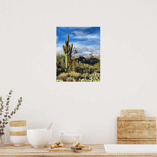 Saguaro Cactus Winter Arizona Poster (Keuken)
