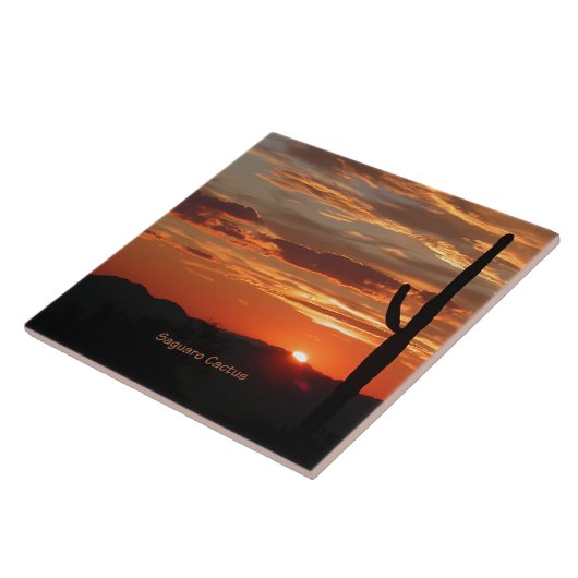 Saguaro Cactus, zonsondergang, Tegeltje (Zijkant)