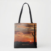 Saguaro Cactus, zonsondergang, Tote Bag (Voorkant)