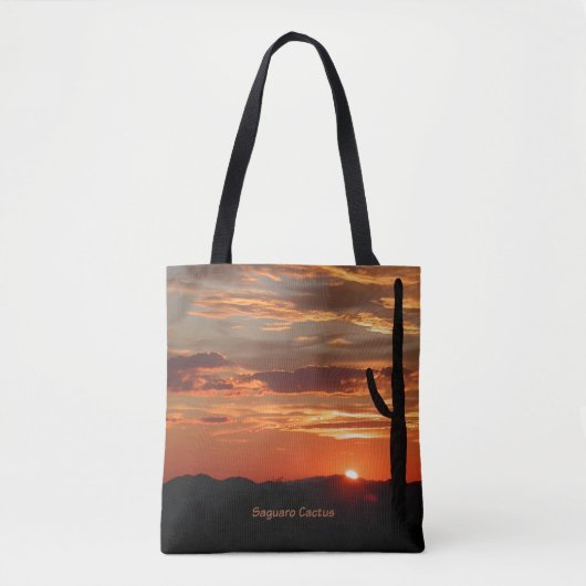 Saguaro Cactus, zonsondergang, Tote Bag (Voorkant)